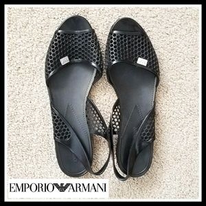 EUC Emporio Armani Black Jelly Slingback Sandals
